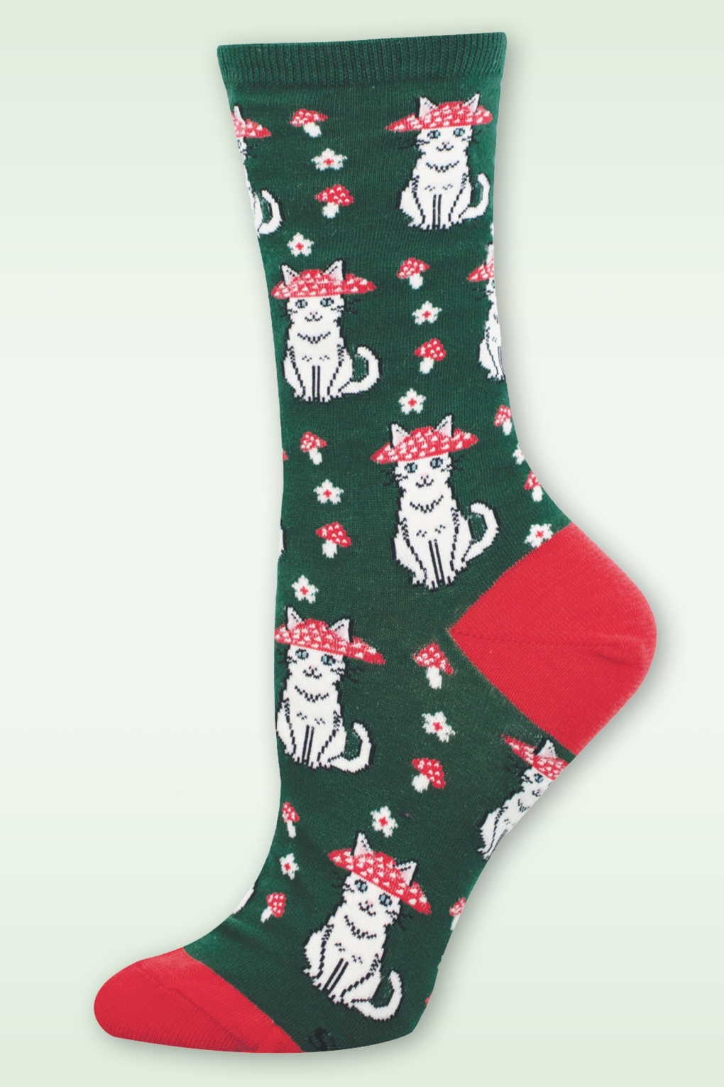 279552-Socksmith-54949-Socks-Forest-Green-Mushroom-Cat-241015-001W-full