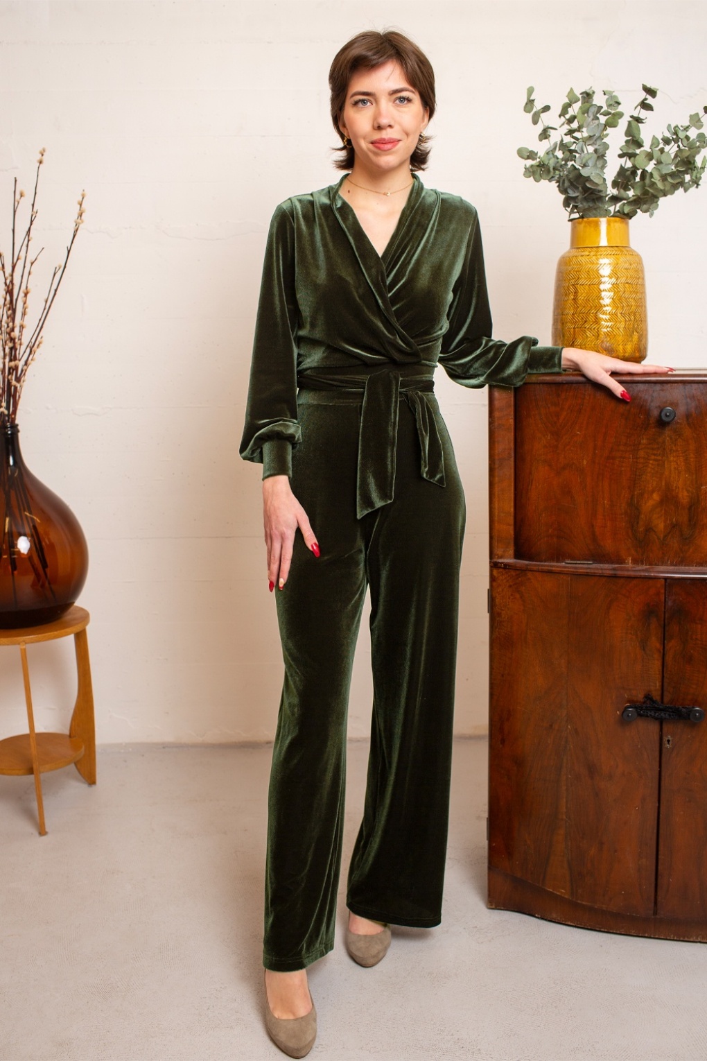 268571-Very-Cherry-48259-Jumpsuit-Emmylou-Velvet-Olive-Green-002LW-full