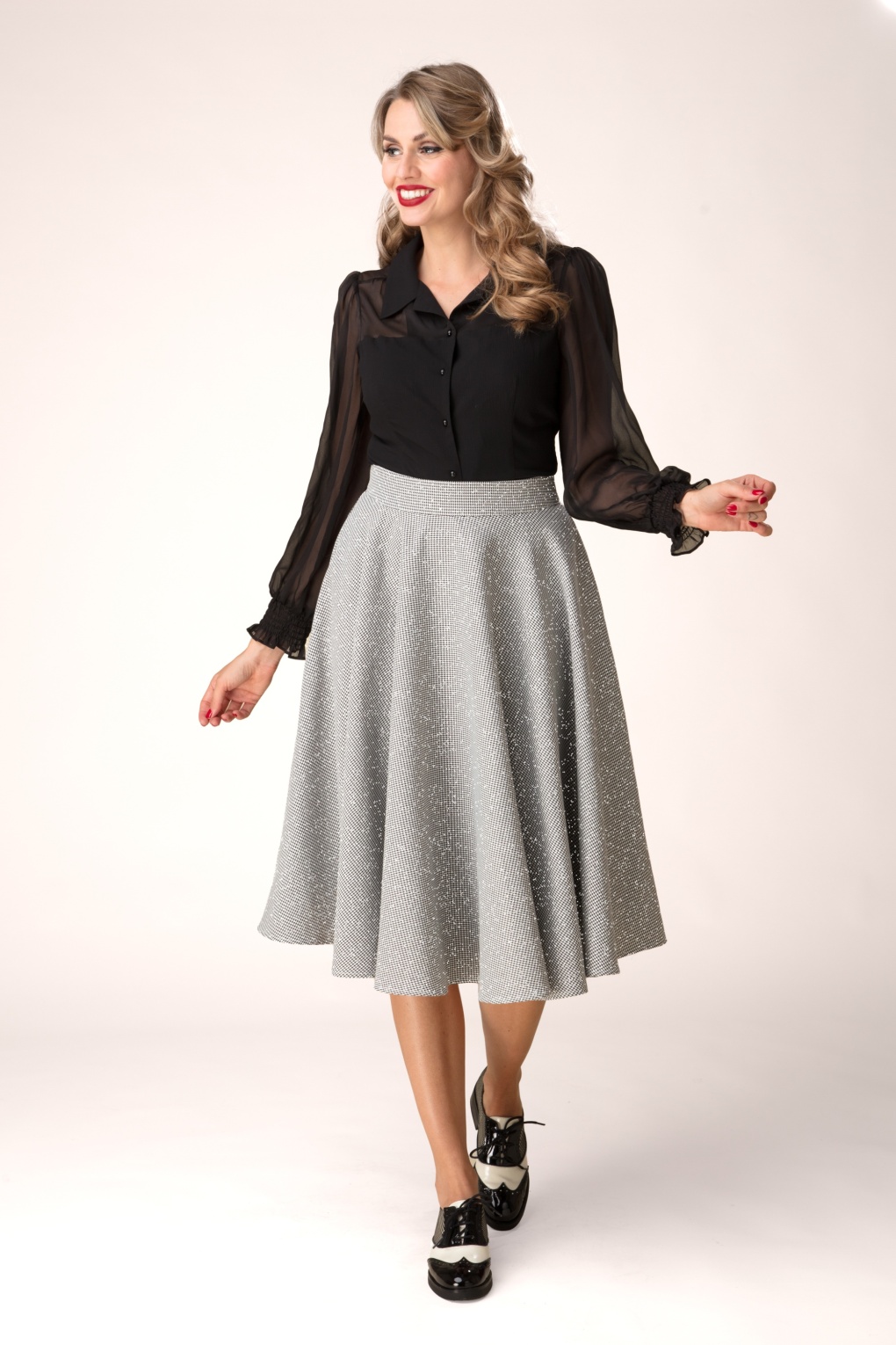 279172-Banned-53939-Swing-Skirt-Pied-de-Poule-Black-White-Sparkle-Dots-241126-040MW-full