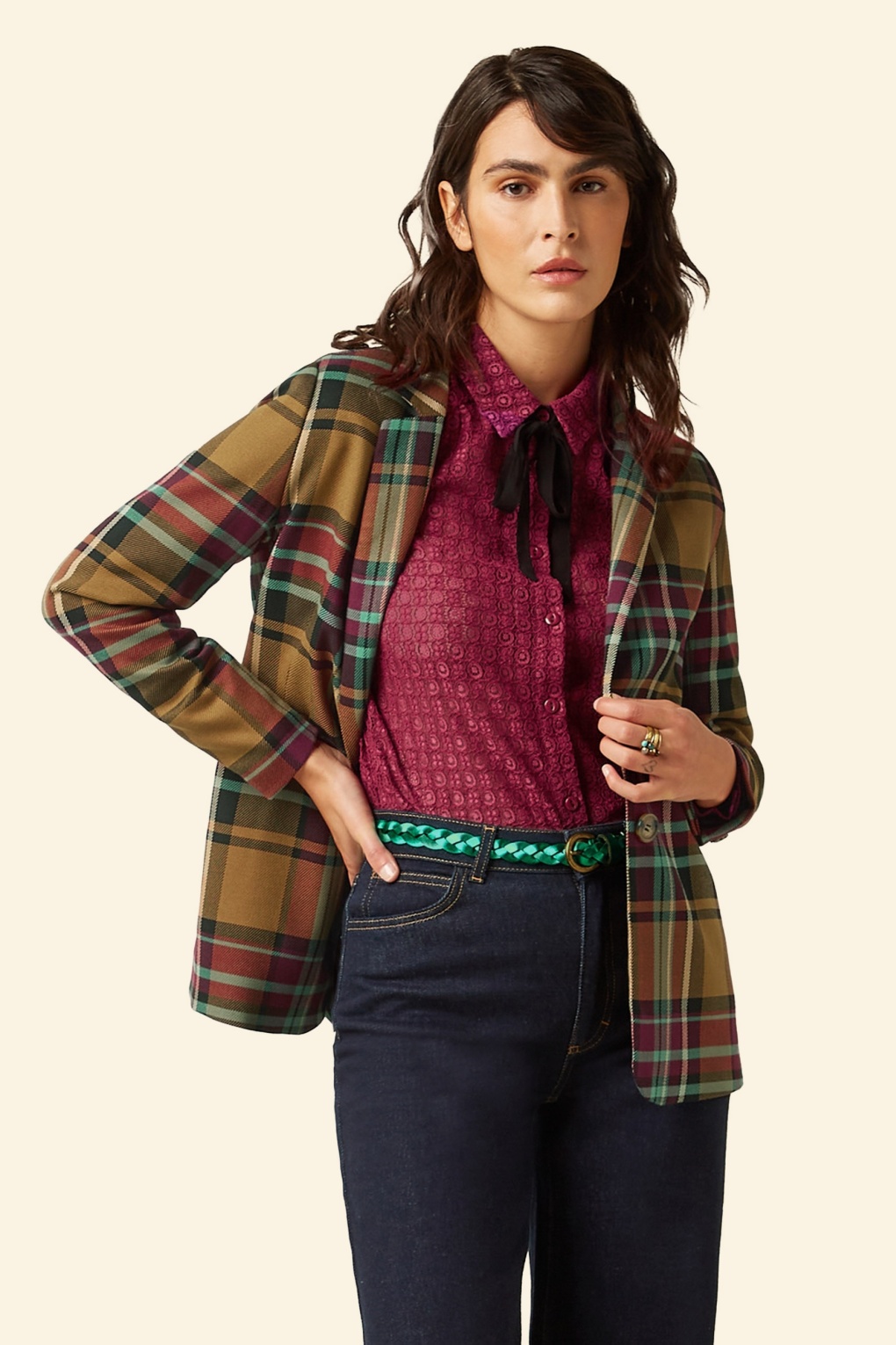 282304-King-Louie-53397-Blazer-Daisy-Caroll-Check-Golden-Brown-250625-002W-full