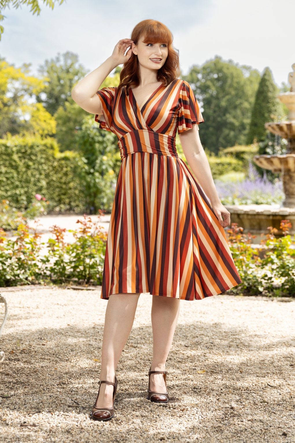 277479-Vintage-Chic-54449-Swing-Dress-Stripes-Multi-Brown-Orange-250604-040M-full