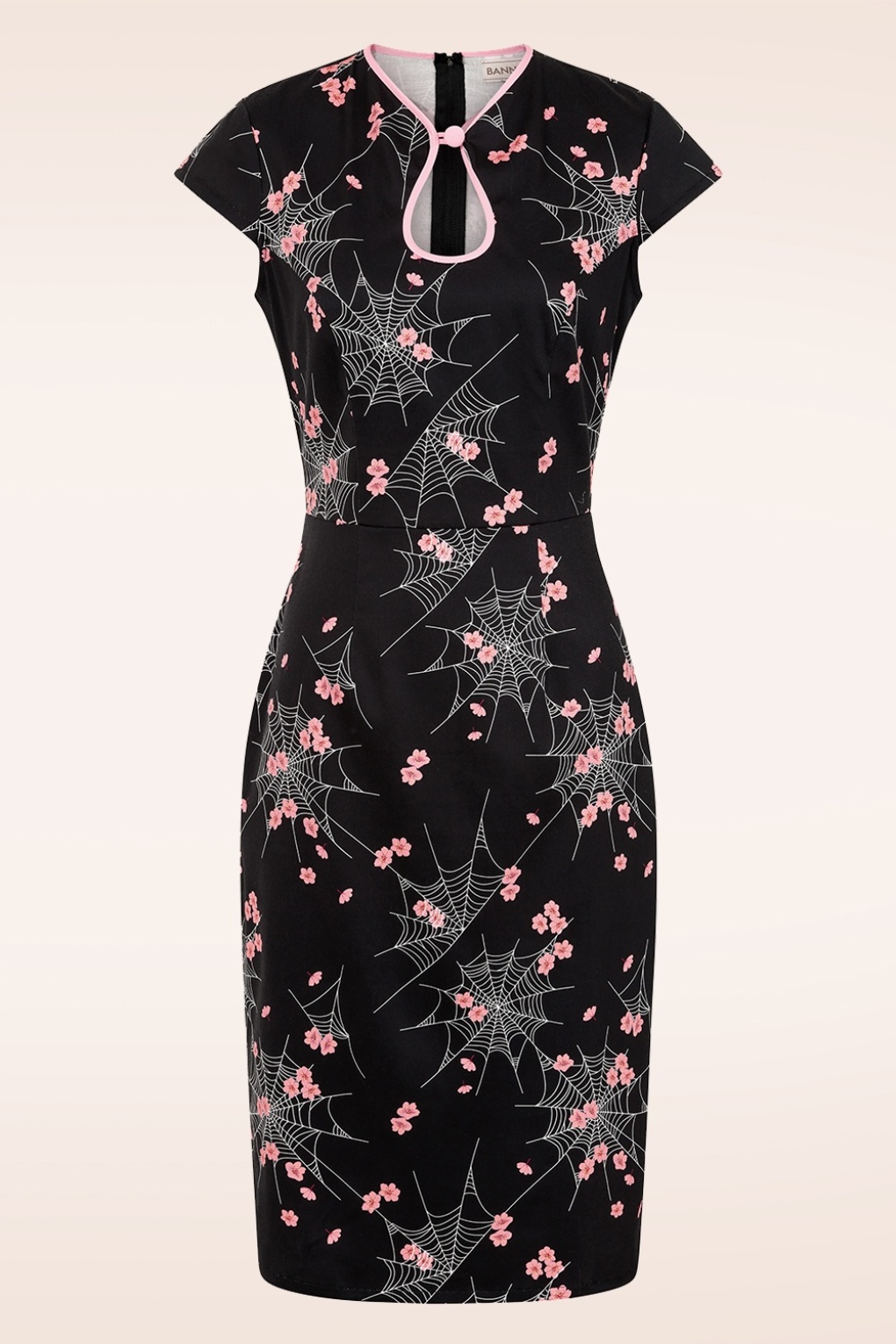 281000-Banned-53973-Black-Cherry-Blossom-Spiderweb-Pencil-Dress-001W-full