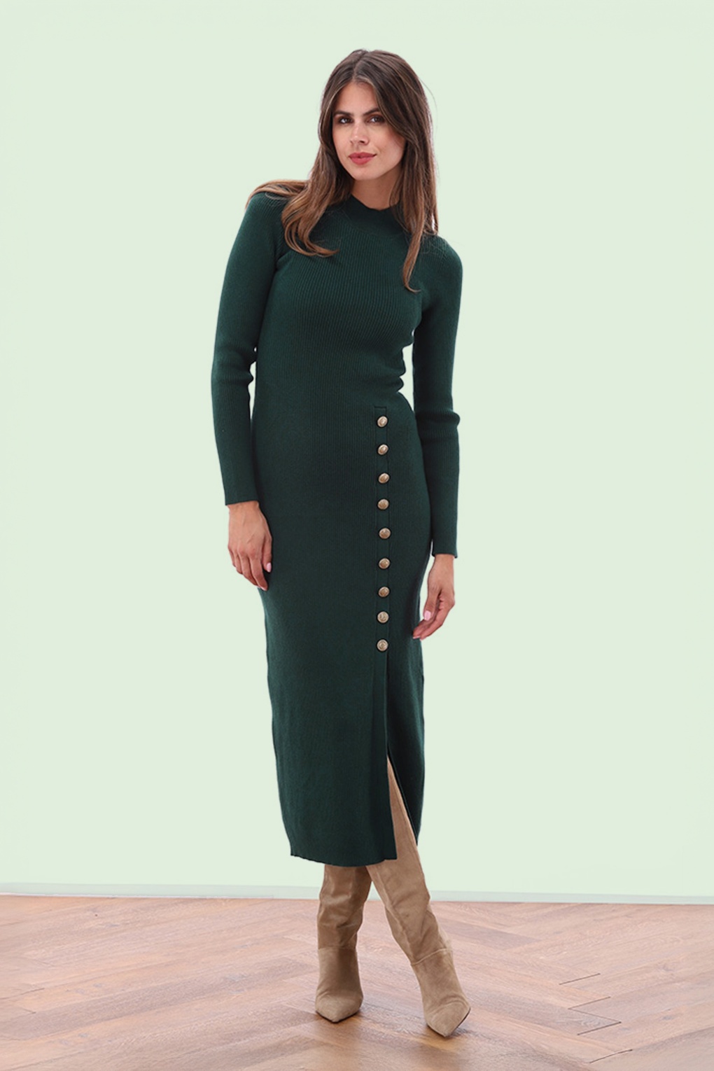 283784-K-Design-53661-Dress-Maxi-Buttons-Pine-Grove-Green-251120-001MW-full