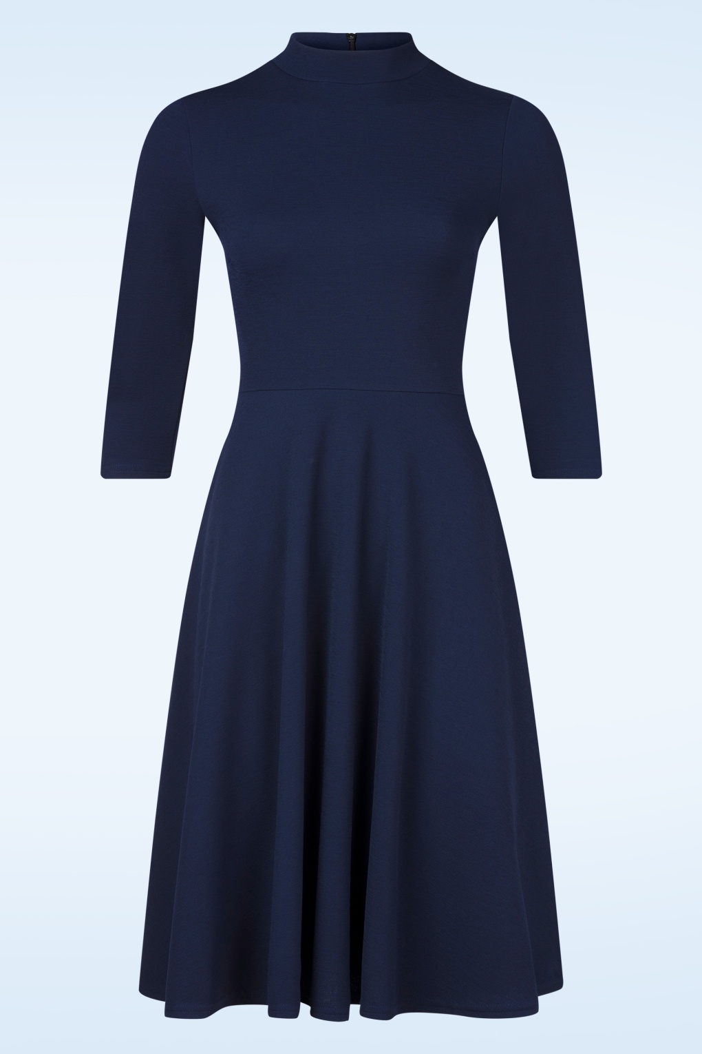 277051-Vintage-Chic-54514-Dress-Navy-Blue-High-Neck-Semi-Swing-250708-001W-full